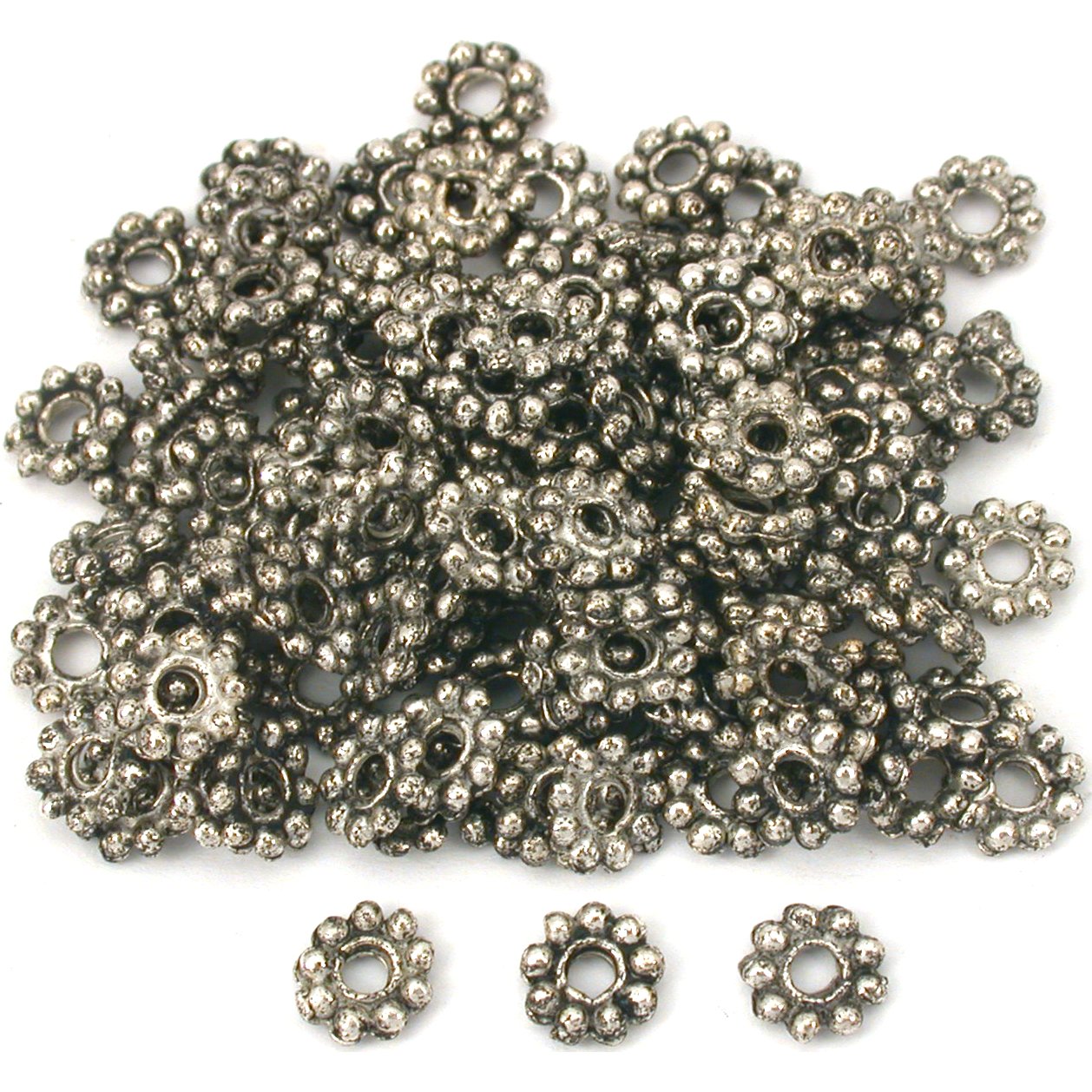 Bali Spacer Daisy Beads Antique Silver Plated 6mm 125Pcs Approx.