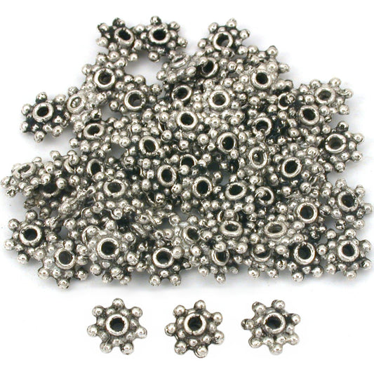 Bali Spacer Flower Beads Antique Silver Plated 7mm 60Pcs Approx.