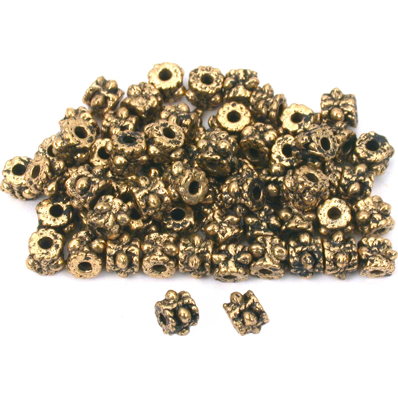 Bali Tube Antique Gold Plated Beads 3.5mm 60Pcs Approx.