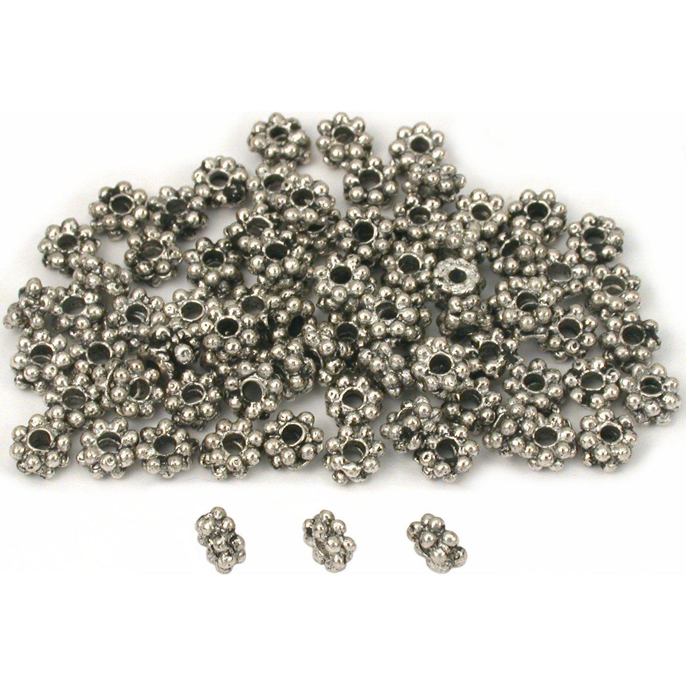 Bali Spacer Daisy Beads Antique Silver Plated 5mm 80Pcs Approx.