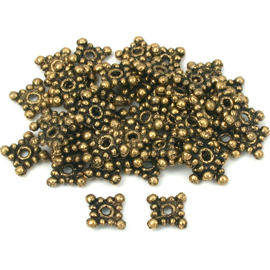 Bali Spacer Square Antique Gold Plated Beads 8mm 50Pcs Approx.