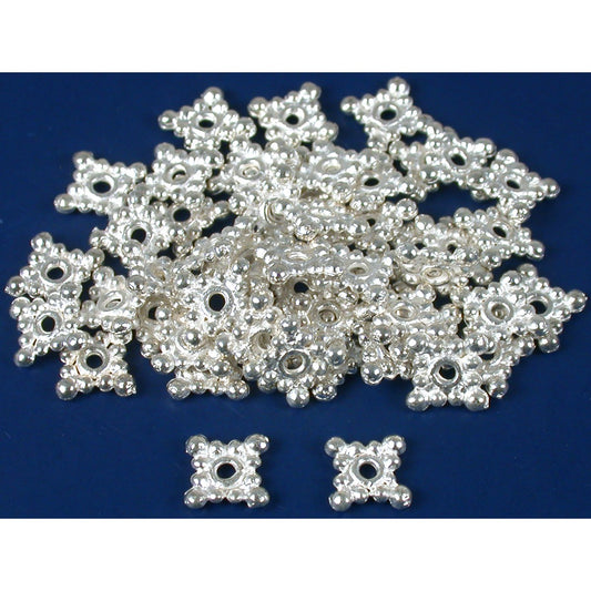 Bali Spacer Square Beads Silver Plated 8mm 50Pcs Approx.
