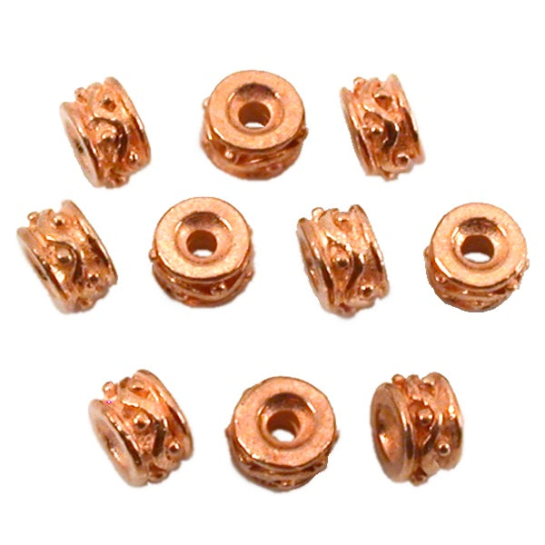 Bali Spacer Beads Copper Plated Parts 5.5mm Approx 10