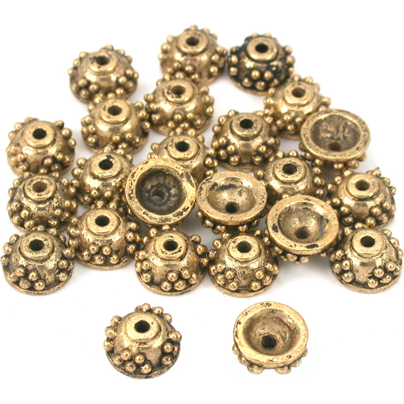 Bali Bead Caps Antique Gold Plated 7mm 24Pcs Approx.