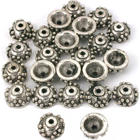 Bali Bead Caps Antique Silver Plated 7mm 24Pcs Approx.