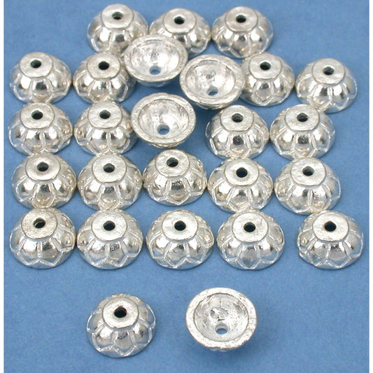 Bali Bead Caps Silver Plated 8mm 25Pcs Approx.