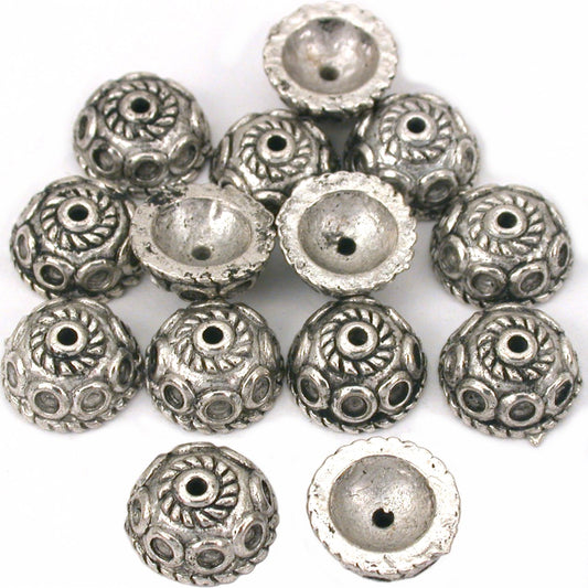 Bali Bead Caps Rope Antique Silver Plated 9.5mm 14Pcs Approx.