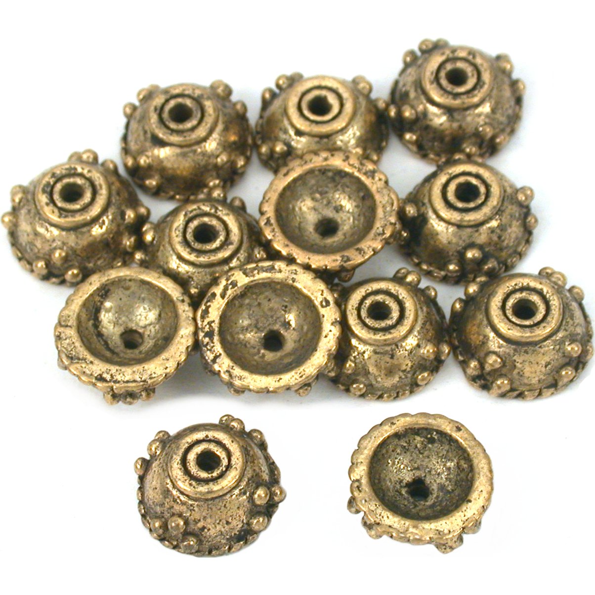 Bali Bead Caps Rope Antique Gold Plated 9.5mm 12Pcs Approx.