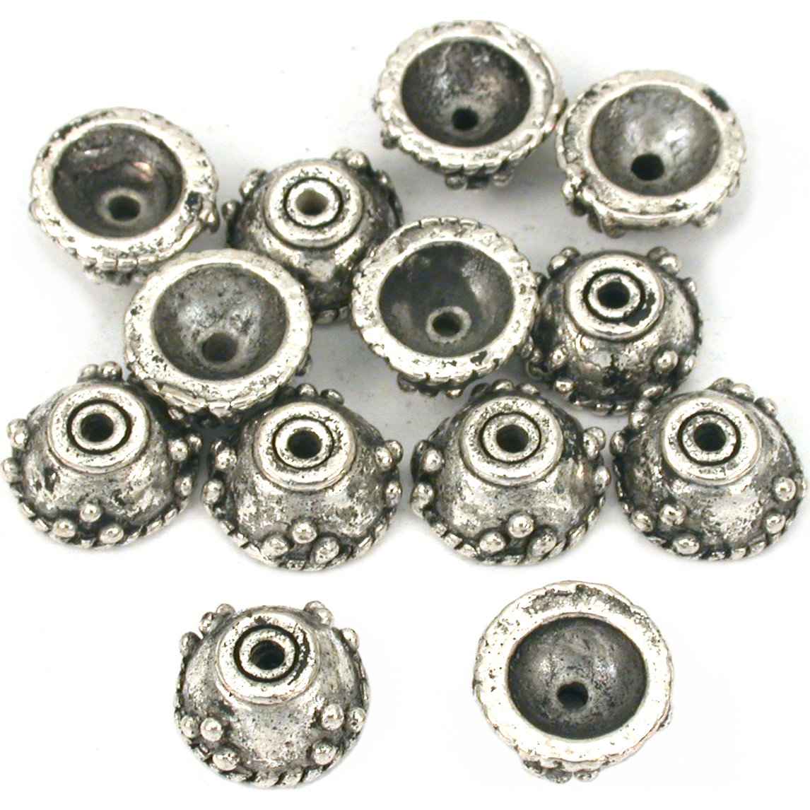 Bali Bead Caps Rope Antique Silver Plated 9.5mm 12Pcs Approx.
