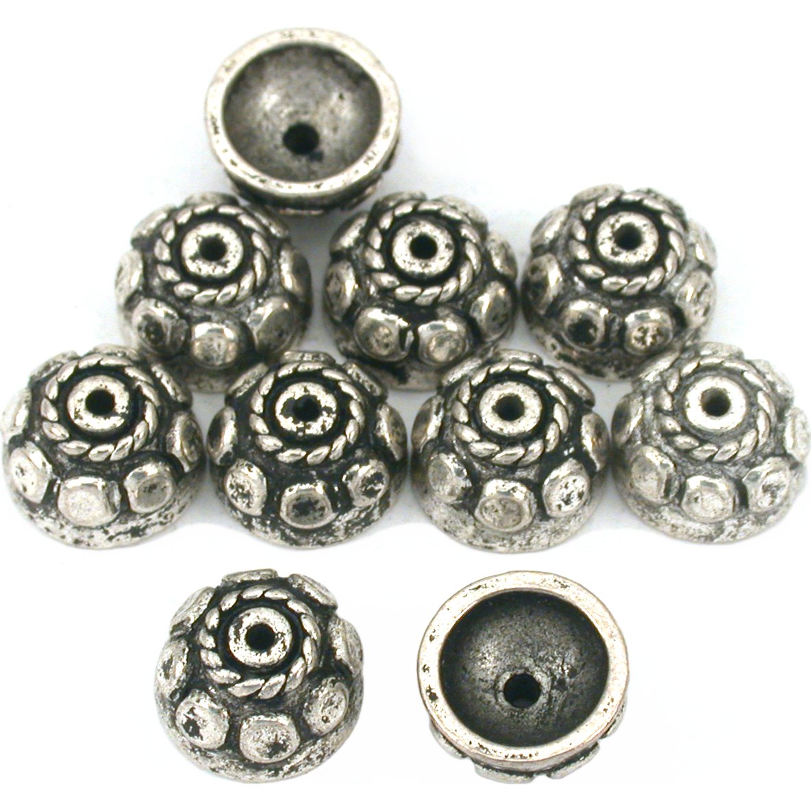 Filigree Bead Caps Antique Silver Plated Beads 12.5mm 15 Grams 10Pcs A Filigree Bead Caps Antique Silver Plated Beads 12.5mm 15 Grams 10Pcs A