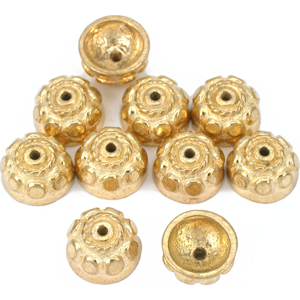 Bali Bead Caps Gold Plated 9.5mm 10Pcs Approx.