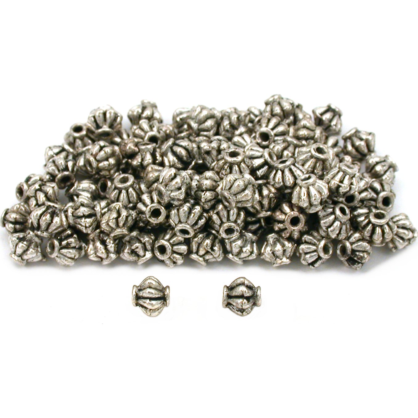 Fluted Bali Beads Antique Silver Plated 5mm Approx 100