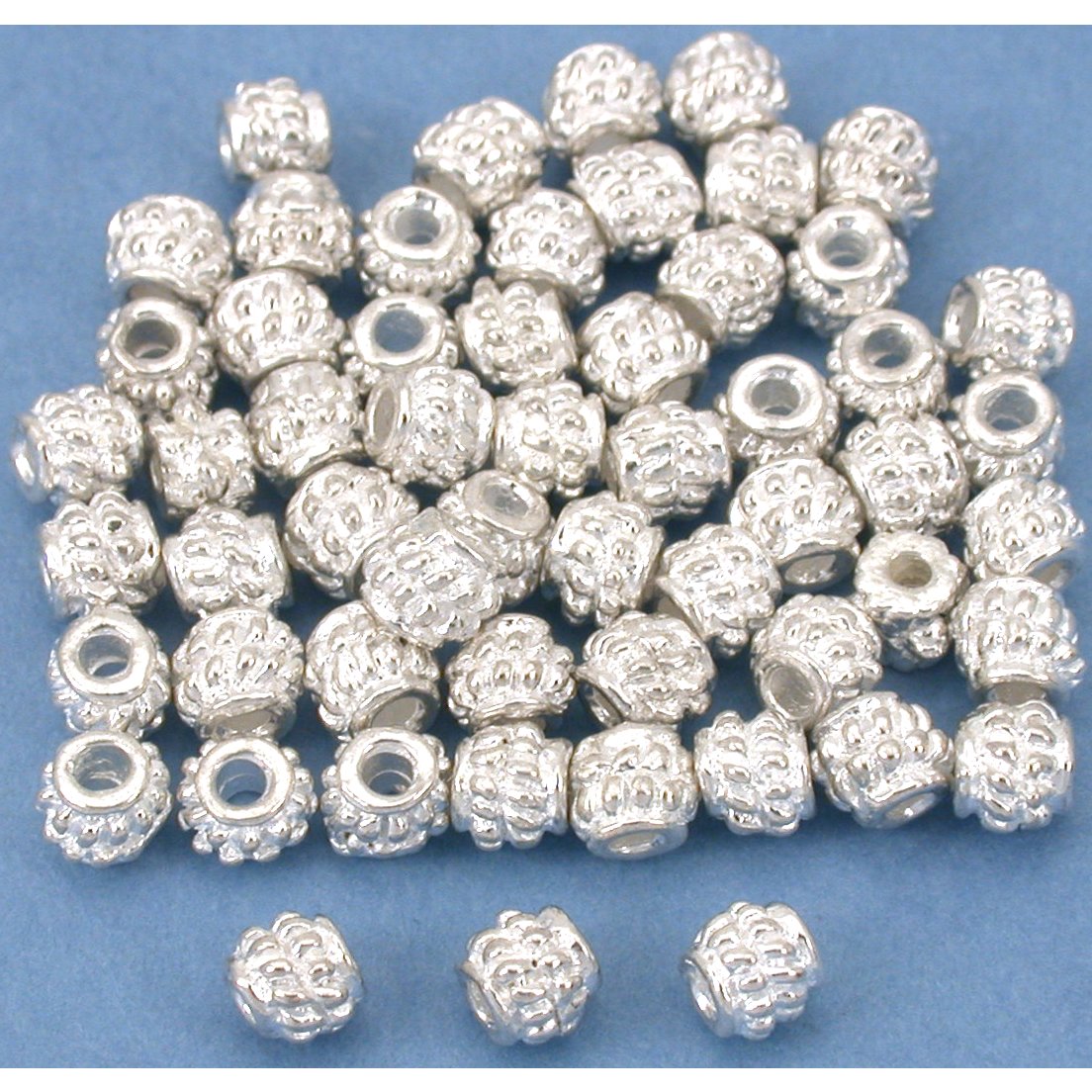 Bali Spacer Rope Beads Silver Plated 4mm 55Pcs Approx.