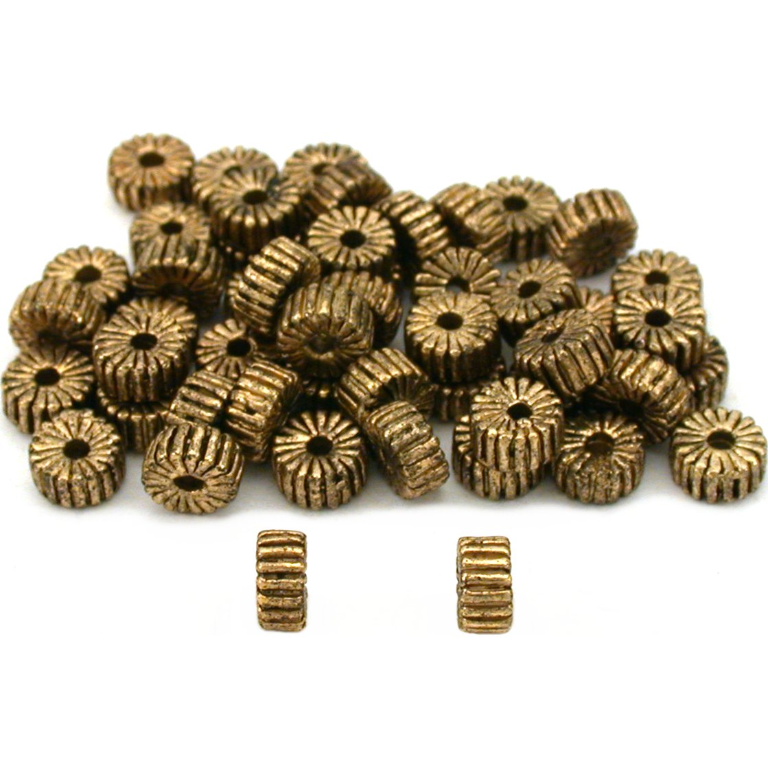 Bali Spacer Corrugated Antique Gold Plated Beads 5mm 50Pcs Approx.