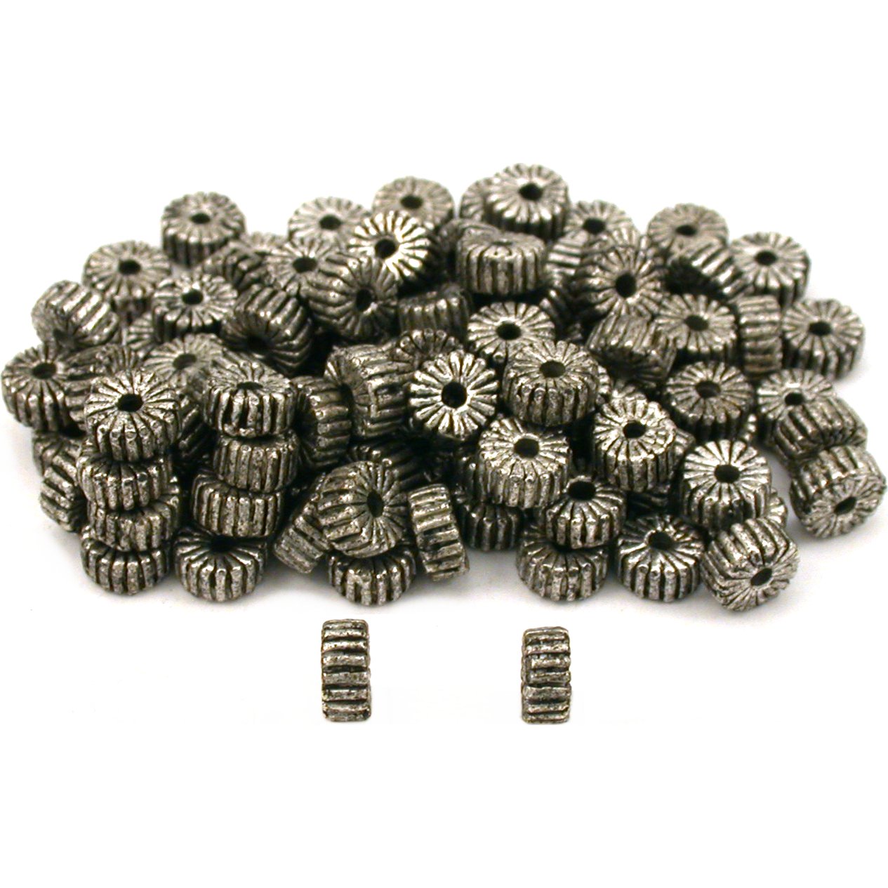 Corrugated Spacer Bali Beads Antique Silver Plated 5mm 100Pcs
