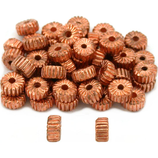 Bali Spacer Corrugated Copper Plated Beads 5mm 50Pcs Approx.