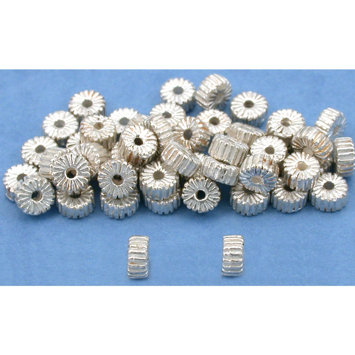 Bali Spacer Corrugated Beads Silver Plated 5mm 50Pcs Approx.