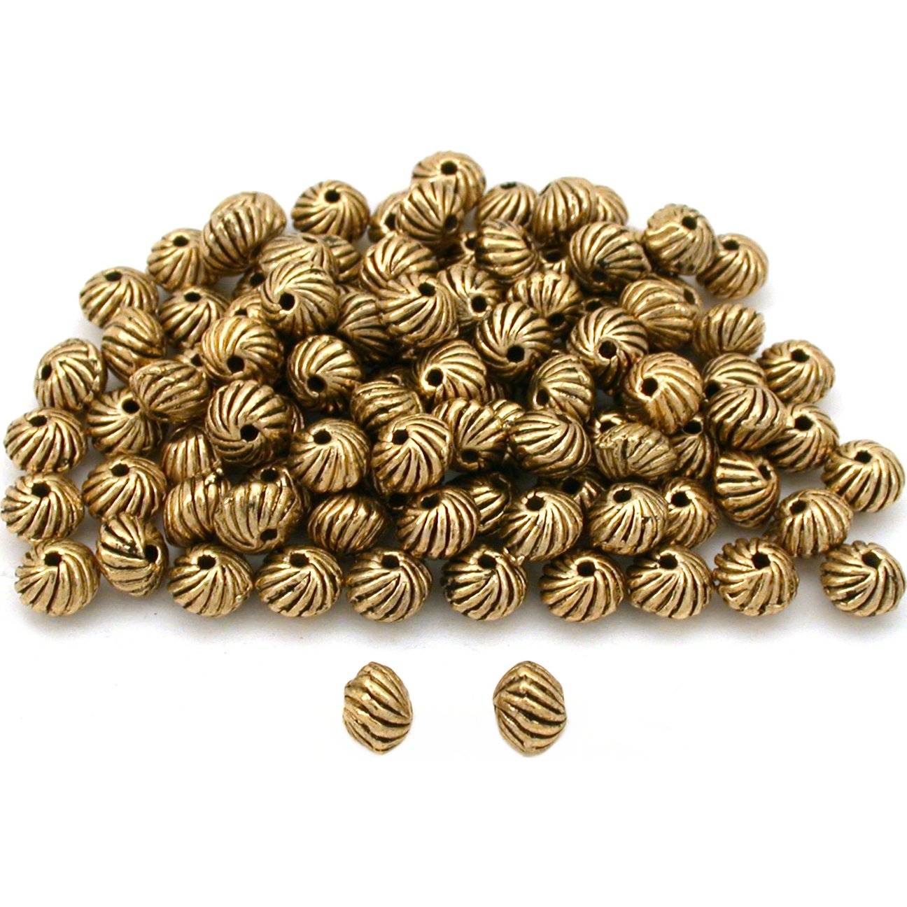 Saucer Bali Beads Antique Gold Plated 6.5mm Approx 100