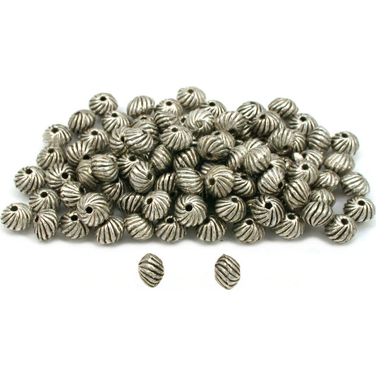 Saucer Bali Bead Antique Silver Plated 6.5mm Approx 100