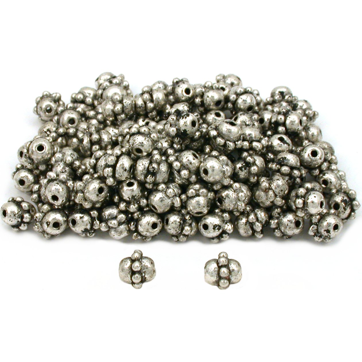 Barrel Bali Beads Antique Silver Plated 7mm Approx 100
