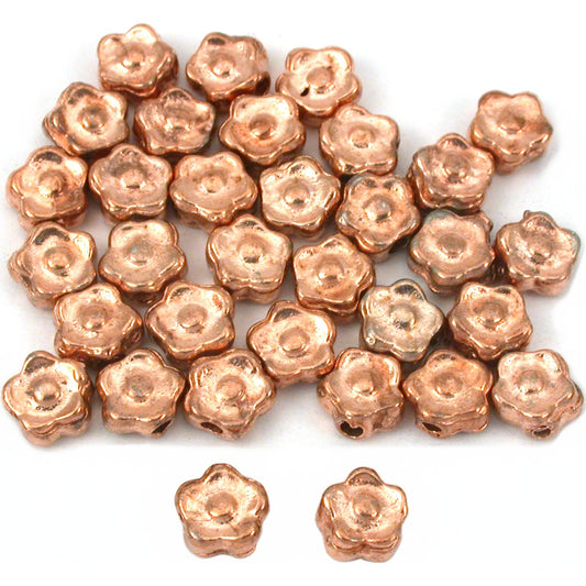 Bali Flower Copper Plated Beads 6.5mm 30Pcs Approx.