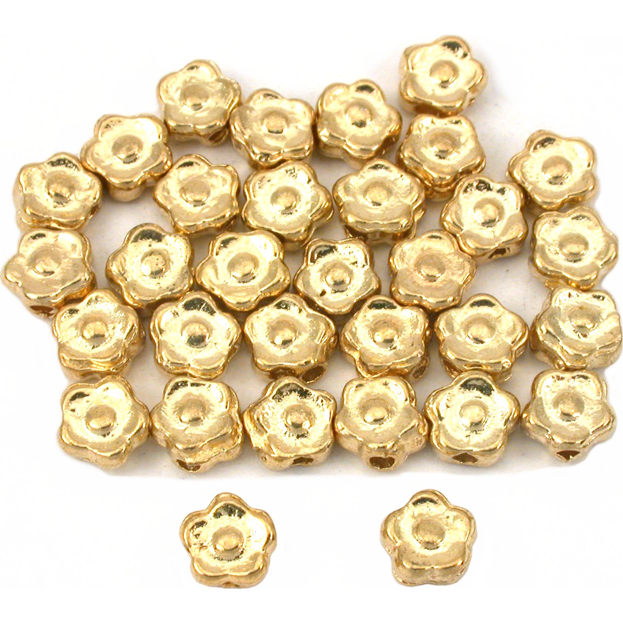 Bali Flower Gold Plated Beads 6.5mm 30Pcs Approx.