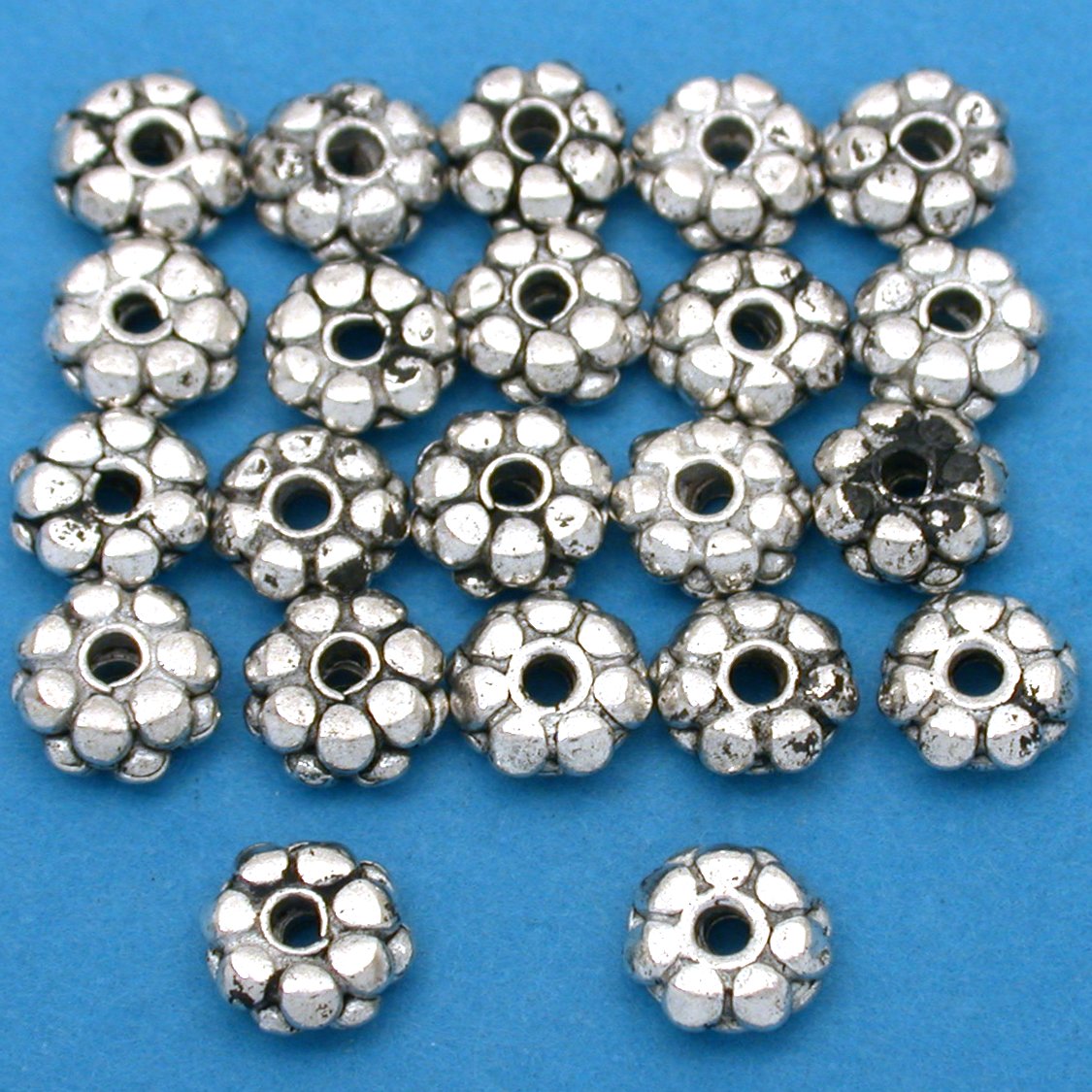 Bali Spacer Flower Antique Silver Plated Beads 7.5mm 15 Grams 20Pcs Approx.