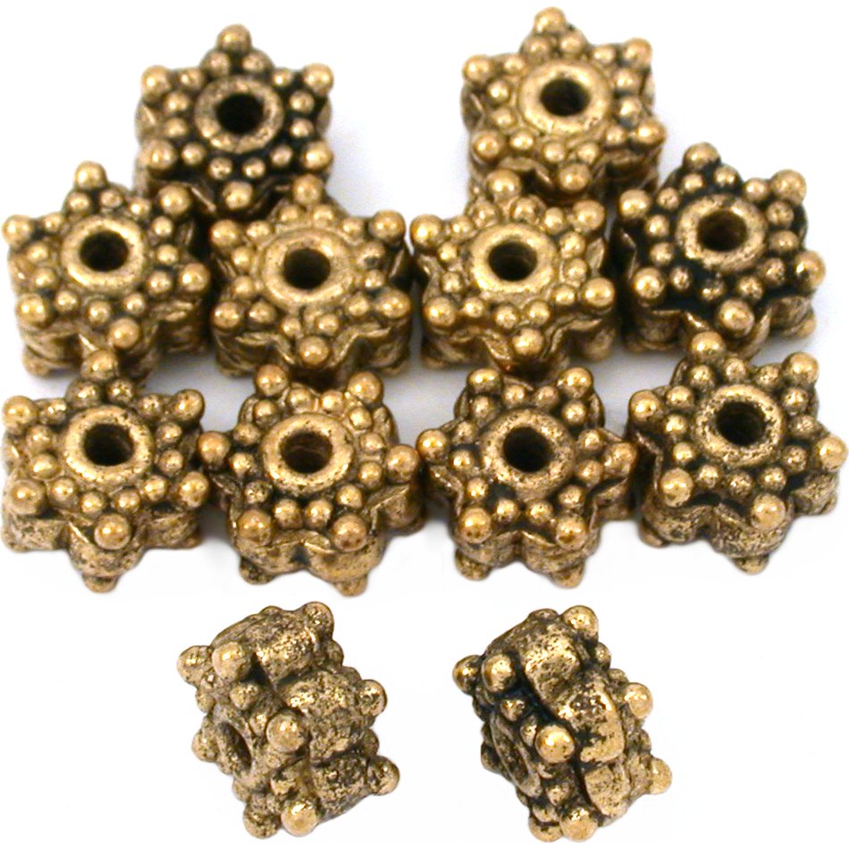 Bali Star Antique Gold Plated Beads 8mm 16 Grams 12Pcs Approx.