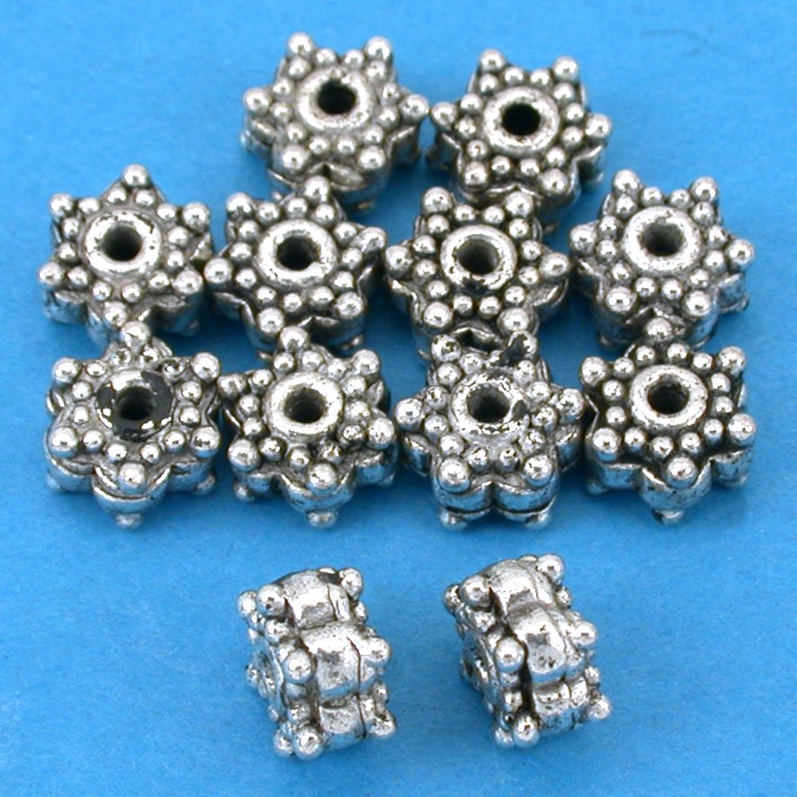 Bali Star Antique Silver Plated Beads 8mm 16 Grams 12Pcs Approx.