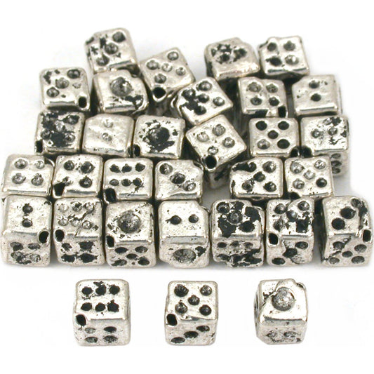 Dice Beads Antique Silver Plated 6mm 30Pcs Approx.