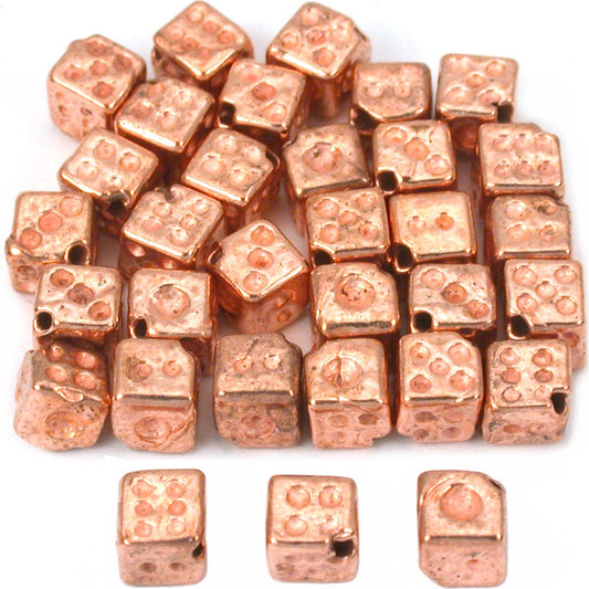 Dice Copper Plated Beads 6mm 30Pcs Approx.