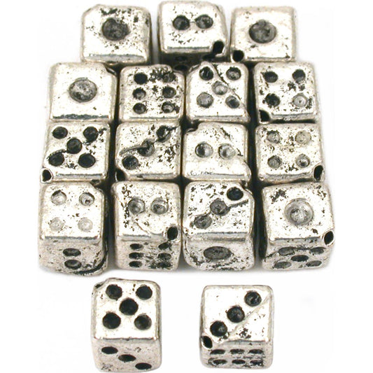 Dice Beads Antique Silver Plated 7mm 15Pcs Approx.
