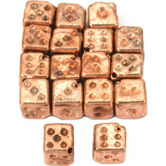 Dice Copper Plated Beads 7mm 15Pcs Approx.