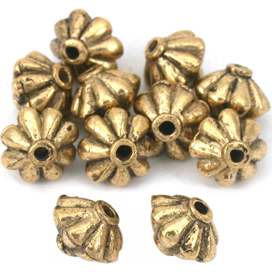 Bali Fluted Saucer Antique Gold Plated Beads 9mm 10Pcs Approx.