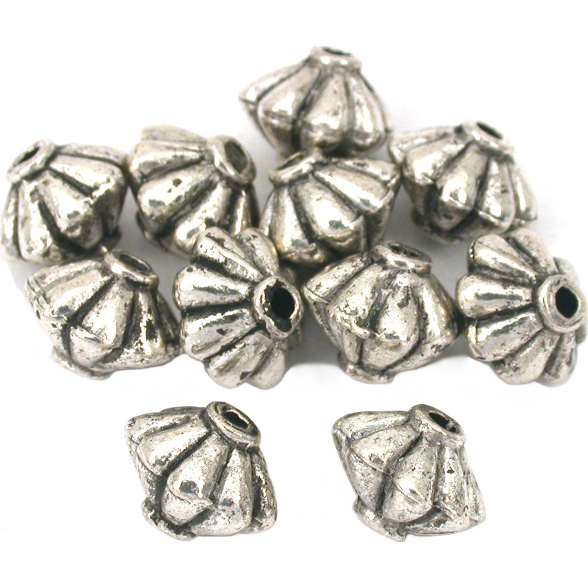 Bali Fluted Saucer Beads Antique Silver Plated 9mm 10Pcs Approx.