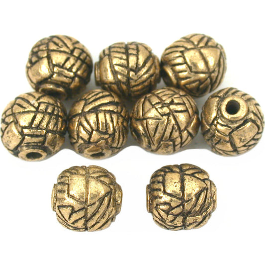 Bali Round Antique Gold Plated Beads 8mm 8Pcs Approx.