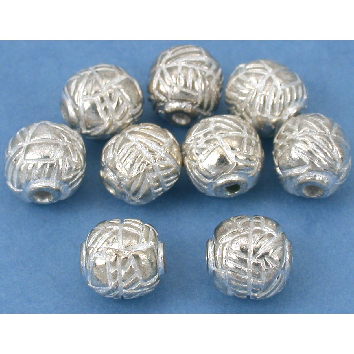 Bali Round Beads Silver Plated 8mm 8Pcs Approx.
