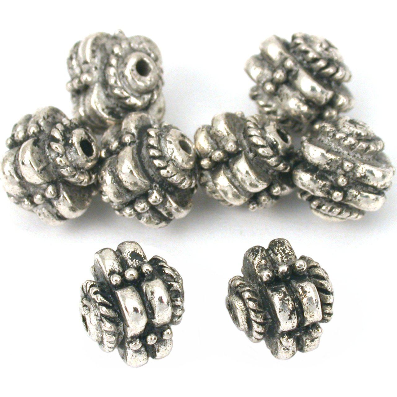 Bali Flower Beads Antique Silver Plated 9mm 8Pcs Approx.