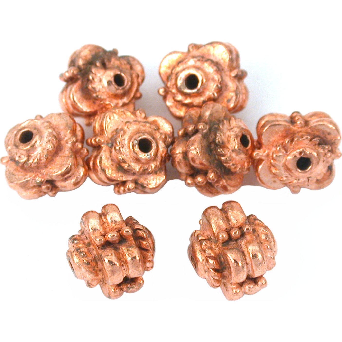 Bali Flower Copper Plated Beads 9mm 8Pcs Approx.