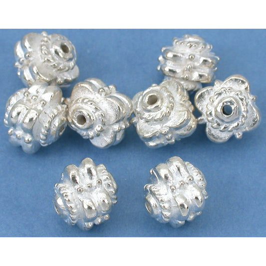 Bali Flower Beads Silver Plated 9mm 8Pcs Approx.