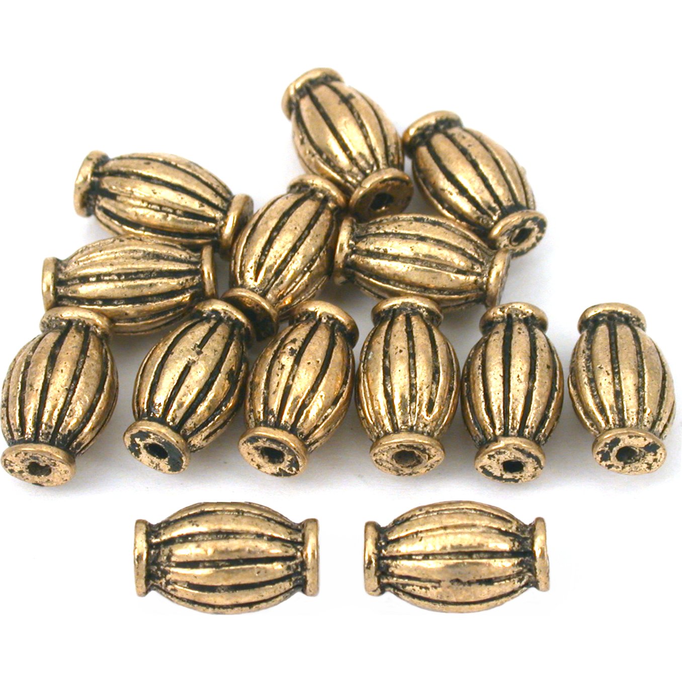 Bali Fluted Tube Antique Gold Plated Beads 9.5mm 14Pcs Approx.