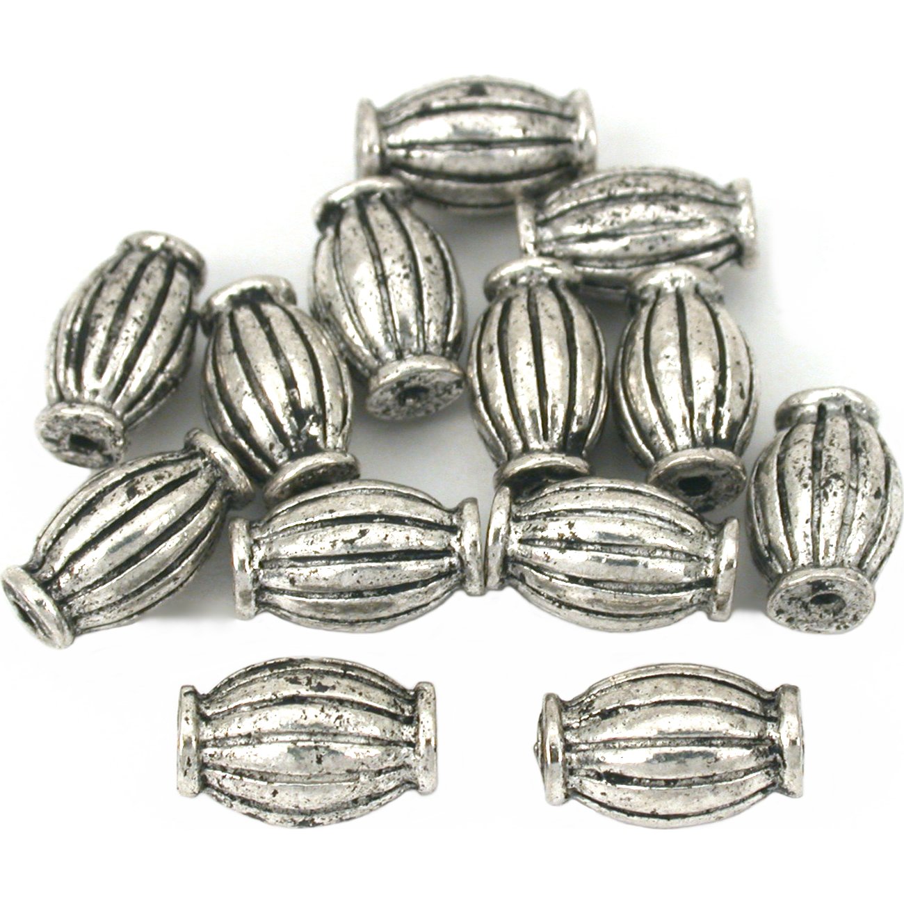 Bali Fluted Tube Beads Antique Silver Plated 9.5mm 14Pcs Approx.