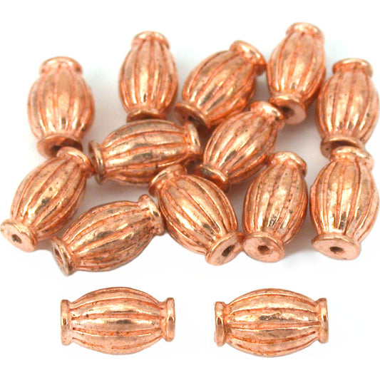 Bali Fluted Tube Copper Plated Beads 9.5mm 14Pcs Approx.