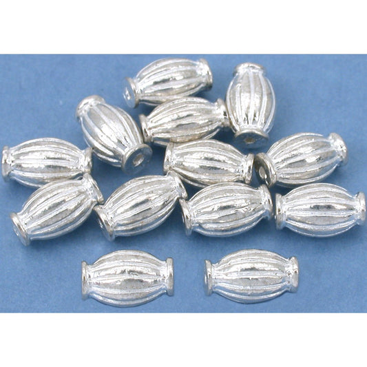 Bali Fluted Tube Beads Silver Plated 9.5mm 14Pcs Approx.