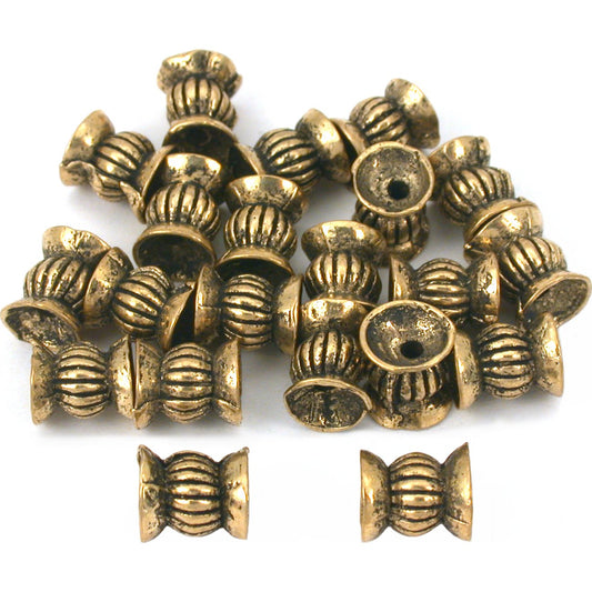 Bali Fluted Tube Antique Gold Plated Beads 7.5mm 20Pcs Approx.