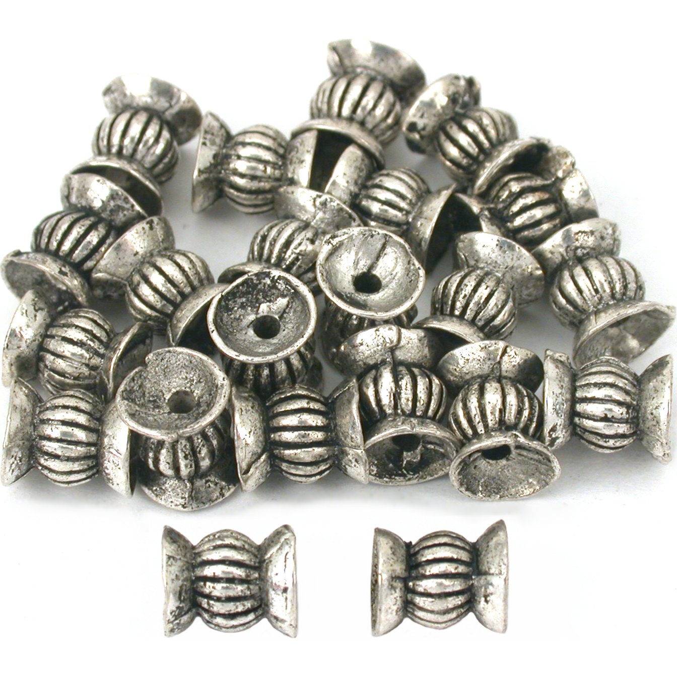 Bali Fluted Tube Beads Antique Silver Plated 7.5mm 20Pcs Approx.