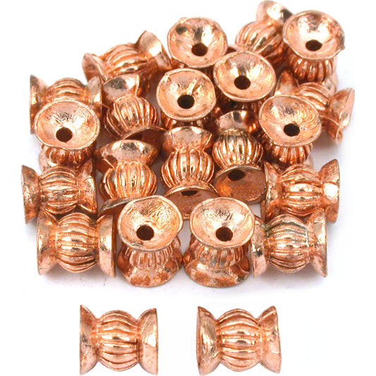 Bali Fluted Tube Copper Plated Beads 7.5mm 20Pcs Approx.