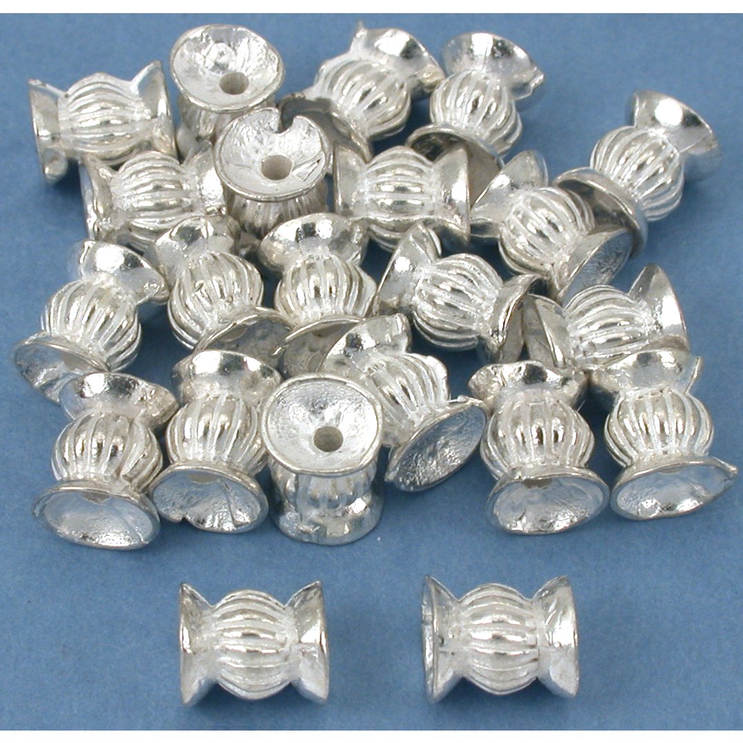 Bali Fluted Tube Beads Silver Plated 7.5mm 20Pcs Approx.