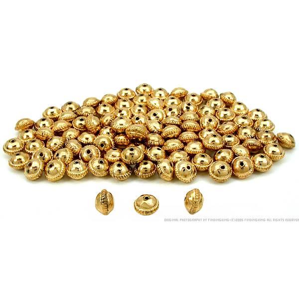 Saucer Bali Beads Gold Plated Jewelry 8.5mm Approx 100