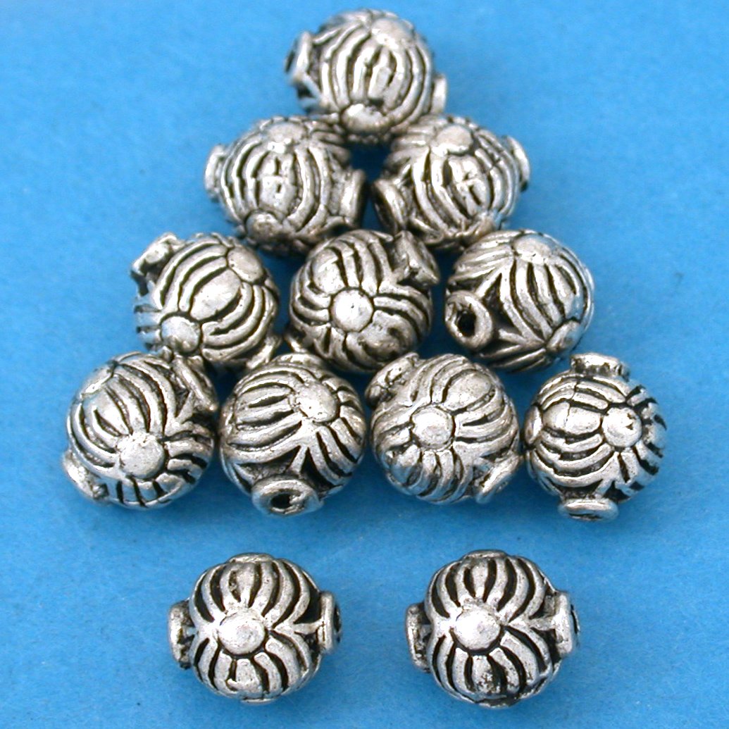 Bali Round Antique Silver Plated Beads 8mm 15 Grams 12Pcs Approx.